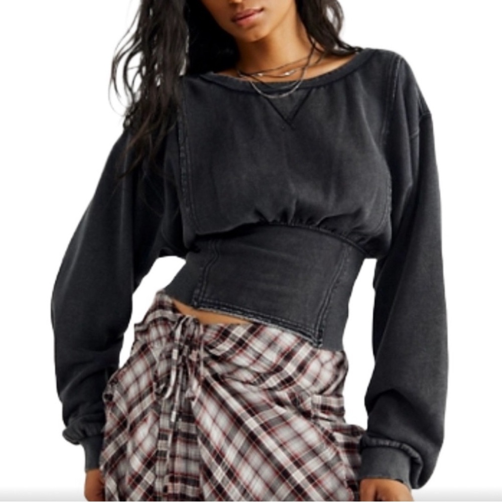 We The Free Charcoal Long Sleeve Top